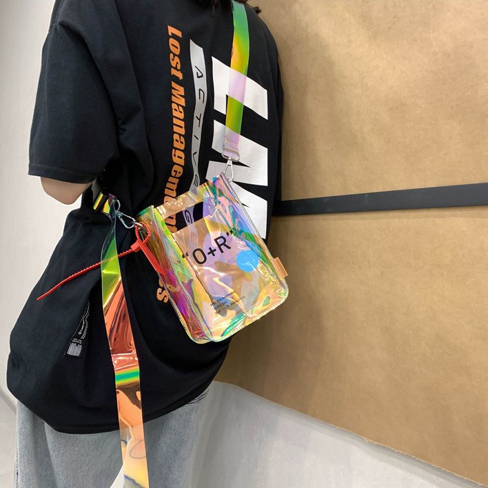 Túi Đựng Điện Thoại Bằng PVC Trong Suốt Màu laser Có Dây Đeo Vai Cho ko016