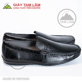 Giày lười da bò sần màu đen DS02