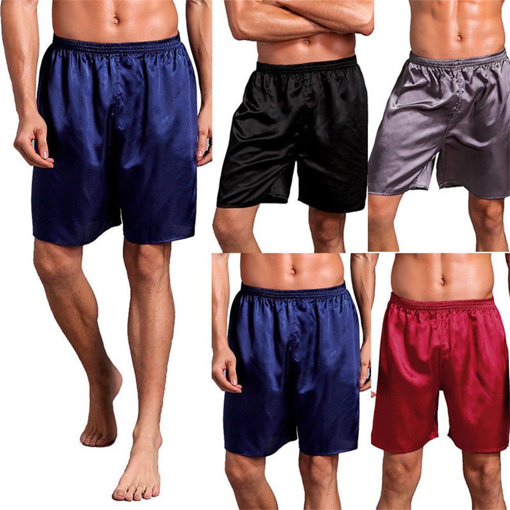ROWANS Quần Short Ngủ Vải Lụa Satin Màu Sắc Tinh Khiết Thời Trang Cho Nam