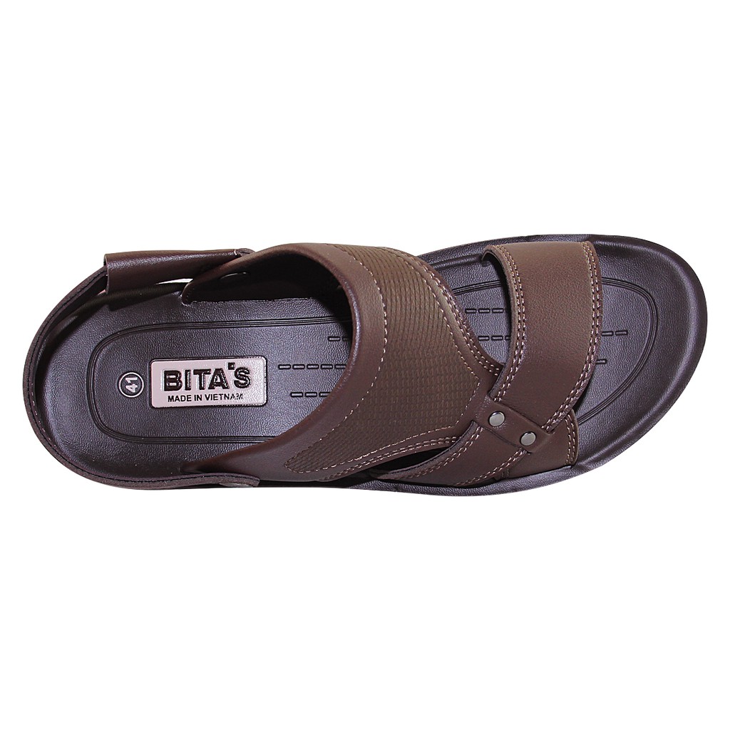 GIÀY SANDAL QUAI HẬU DA ĐẾ BẰNG NAM BITA'S SUM.95 (ĐEN + NÂU) - BITAS