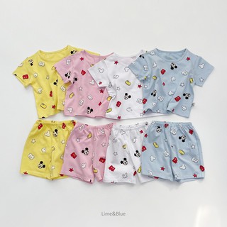 Bộ Mickey cộc nội địa Hàn Quốc Lime & Blue