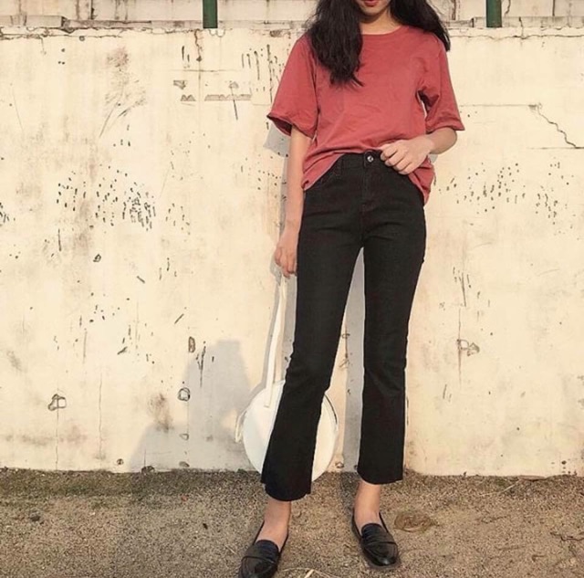 QUẦN JEANS ĐEN ống loe-skinny hình thật