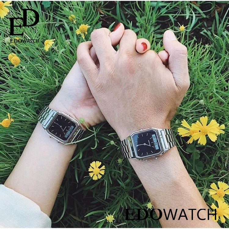 Đồng Hồ Nam, Nữ unisex AQ-230 dây kim loại, vòng tay cuff chống nước, thiết kế thời trang vintage VDD06 | BigBuy360 - bigbuy360.vn