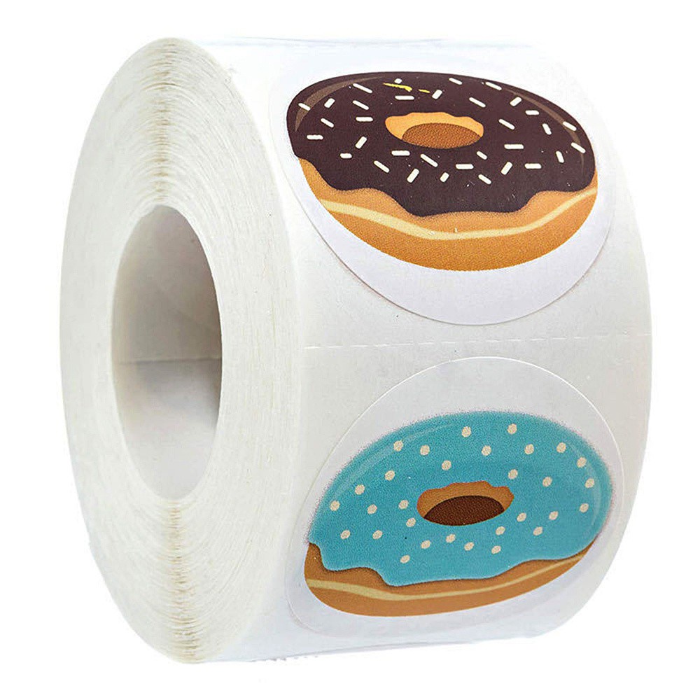 UFANSM 500 Nhãn Dán Giấy Hình Bánh Donut Dùng Trang Trí Hộp Quà