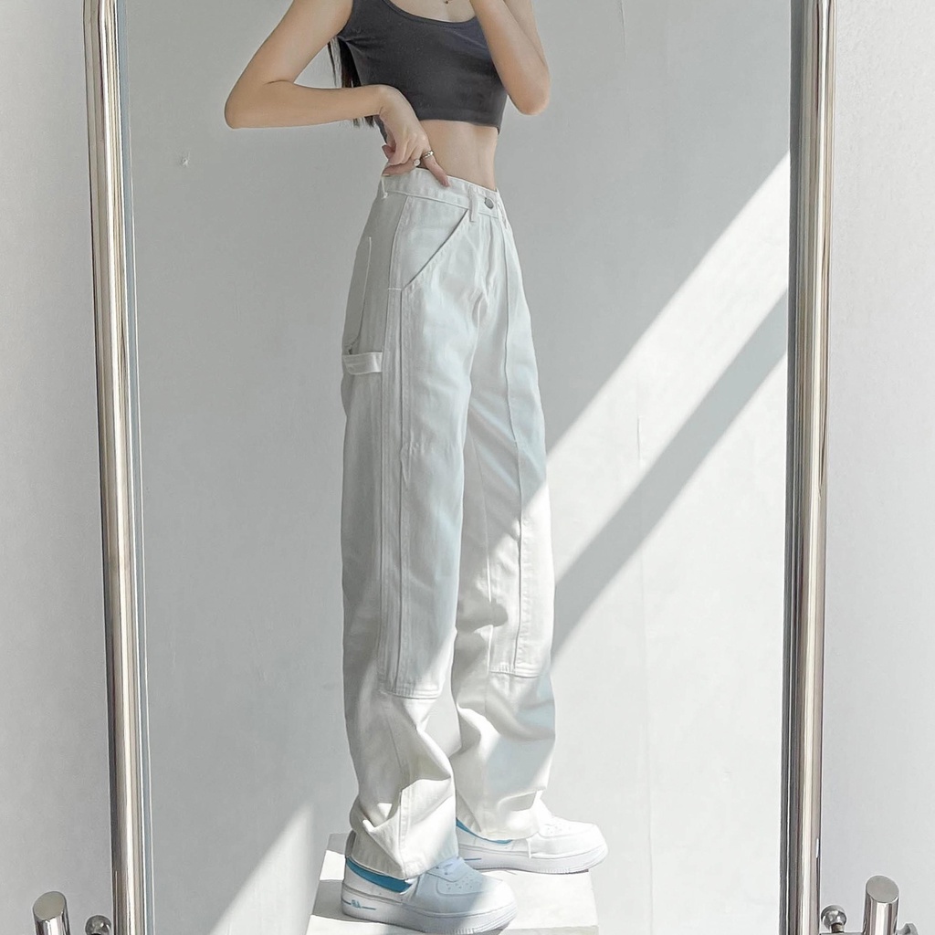 ▦Quần Yếm Jeans Lưng Cao Phong Cách Âu Mỹ Cho Nữ