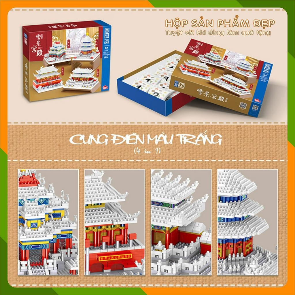 Mô hình lắp ghép 3D Công trình kiến trúc 4 mô hình  Cung điện màu trắng  - 5200+pcs