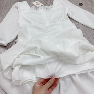 Váy Cổ Vuông Rúm Đuôi Cá