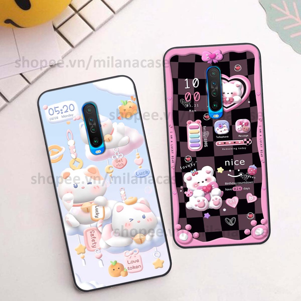 Ốp Xiaomi Redmi K30 / Redmi K30 5G hình đồng hồ icon gấu mèo cute cực dễ thương ngộ nghĩnh