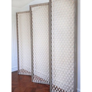 Macrame Lá - Vách ngăn macrame trang trí màu trắng