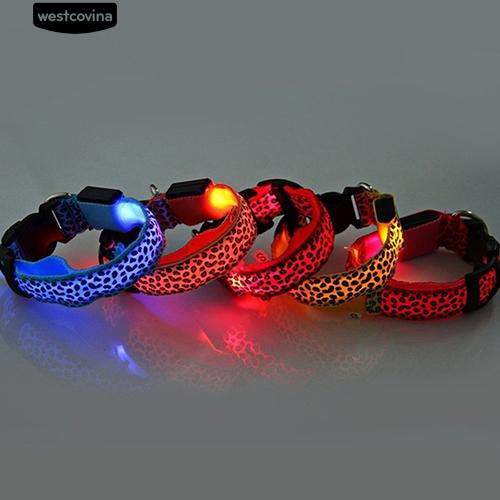 Vòng Cổ Họa Tiết Da Báo Có Đèn Led Cho Thú Cưng