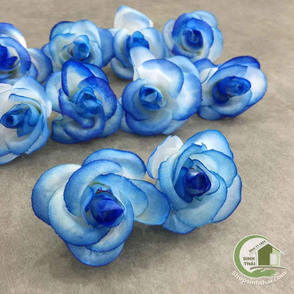 Hoa hồng giả màu xanh dương - hoa giả - hoa vải cao cấp