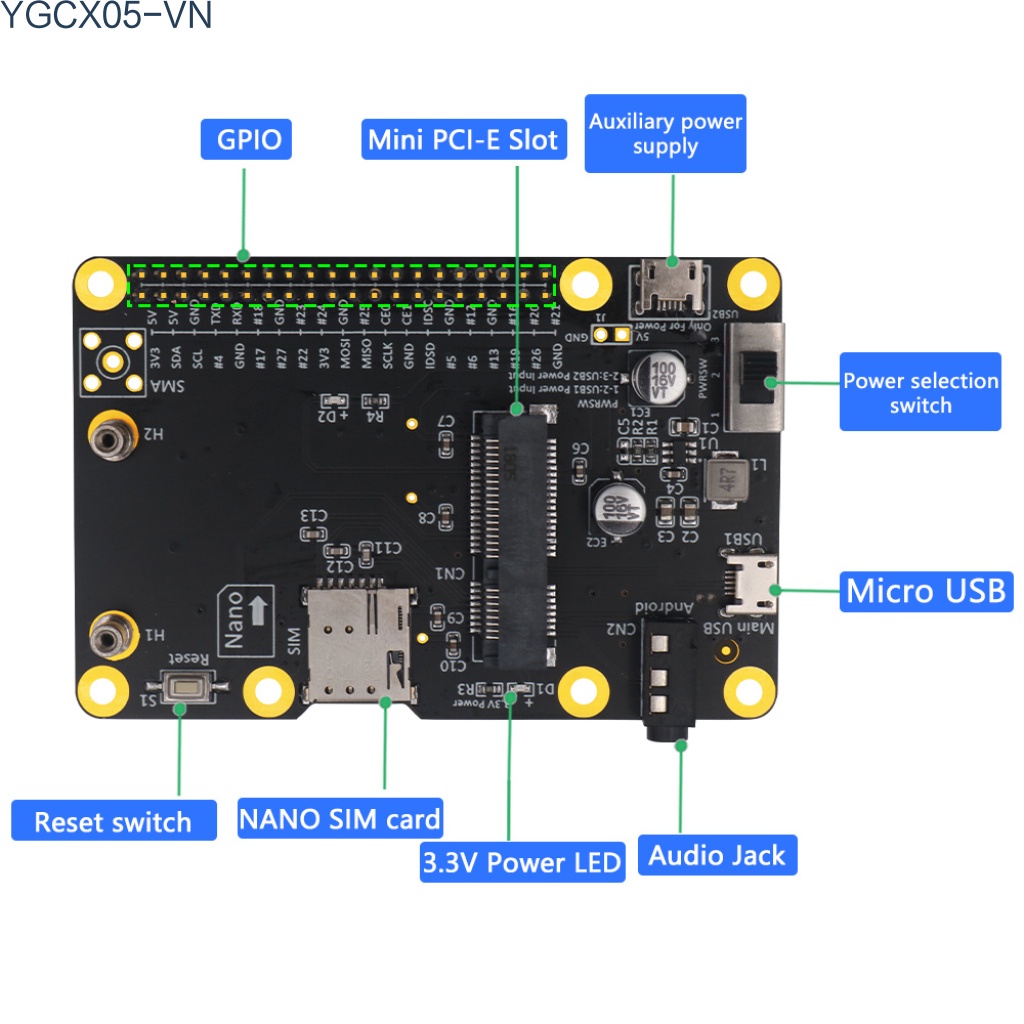 Mô Đun Mở Rộng 3g / 4g / Lte Có Ngăn Đựng Thẻ Sim Cho Raspberry Pi | BigBuy360 - bigbuy360.vn
