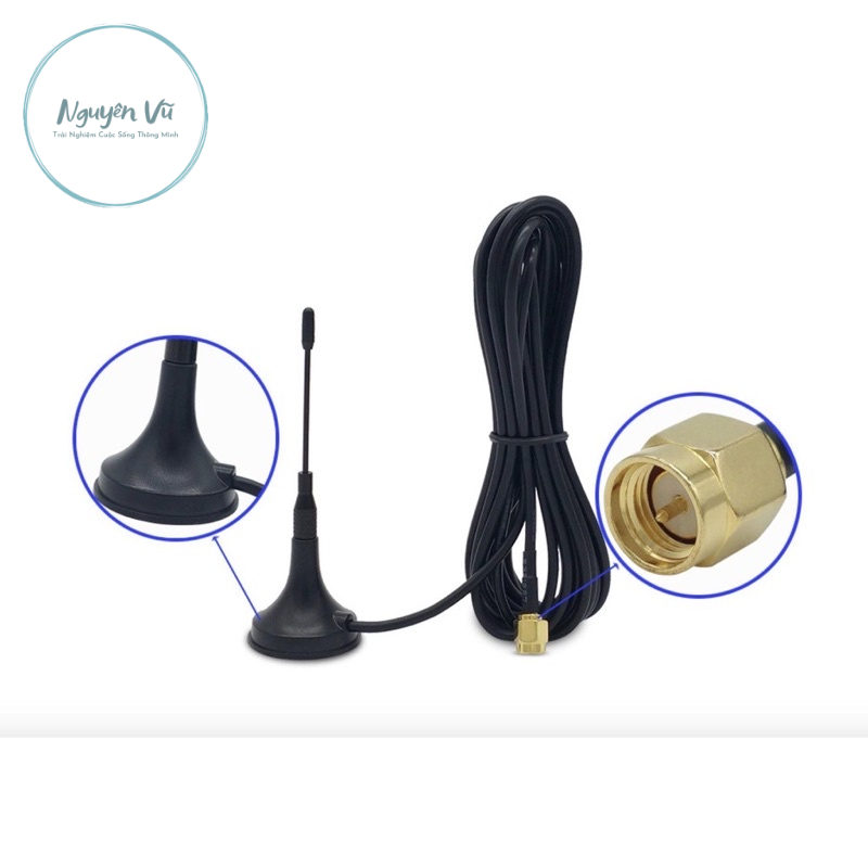 Anten 3G/4G GSM 6DPI. Anten Cho Công Tắc Honest, Lazico... Dây Dài 2m