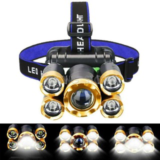 Đen bin đội đầu đeo trán siêu sáng 5 bóng LED ( BẢO HÀNH 6 THÁNG )