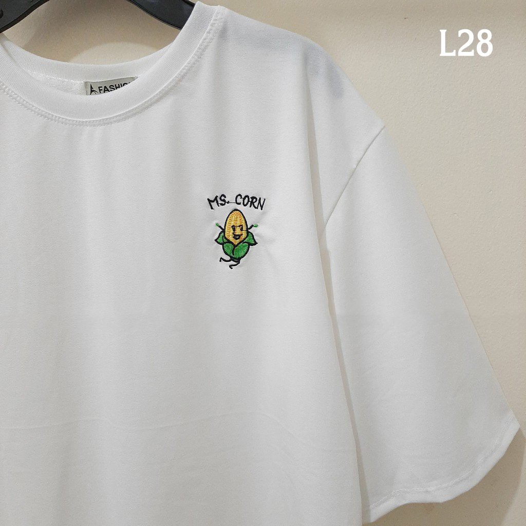 Áo thun 𝑭𝒓𝒆𝒆𝒔𝒉𝒊𝒑 Áo nữ tay lỡ freesize - phông form rộng dáng Unisex L28, mặc lớp, nhóm, cặp, lớp thêu hình rau củ.