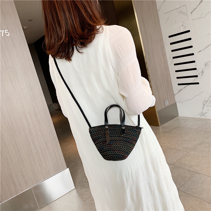 Túi Đeo Vai Đan Sợi Kiểu Pháp Cổ Điển Thời Trang Đi Biển Cho Nữ