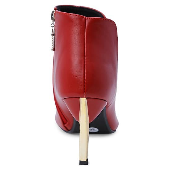 Giày boot nữ cỗ thấp đế cao 7cm hai màu đen đỏ hàng hiệu rosata ro37 | BigBuy360 - bigbuy360.vn