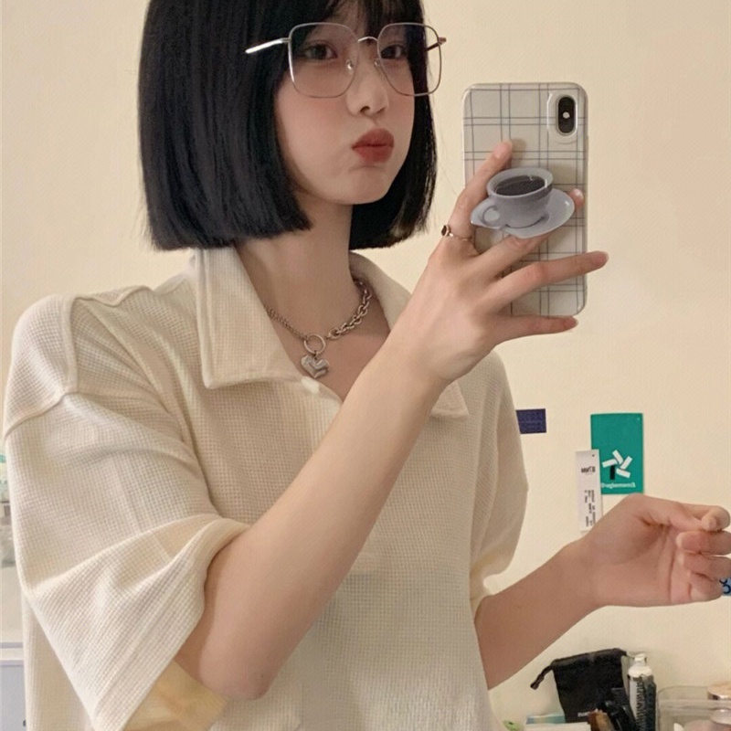 Áo thun SUXI ngắn tay dáng rộng màu trơn đơn giản thời trang hè cho nữ