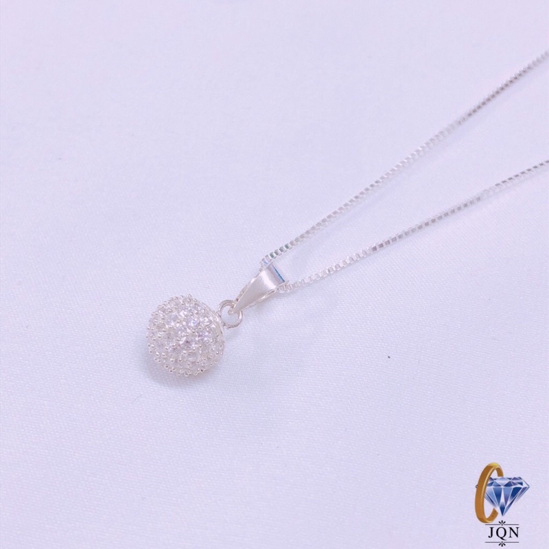 Dây chuyền nữ bạc thật JQN mặt quả cầu tròn đính đá nhỏ lấp lánh chất liệu bạc chuẩn sáng đẹp