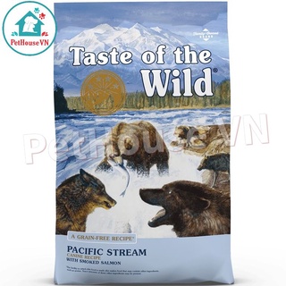 TASTE OF THE WILD PACIFIC STREAM - Túi 500G Thức Ăn Hạt Cho Chó Trưởng Thành Vị Cá Hồi Xông Khói Hàng Chính Hãng