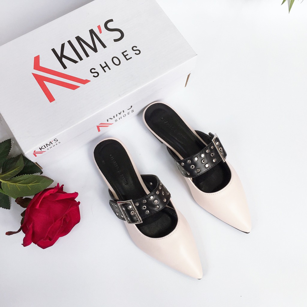 SỤC NỮ QUAI VIỀN ĐINH LỖ DA LÌ MŨI NHỌN KIMSHOES ( ẢNH THẬT KÈM VIDEO)