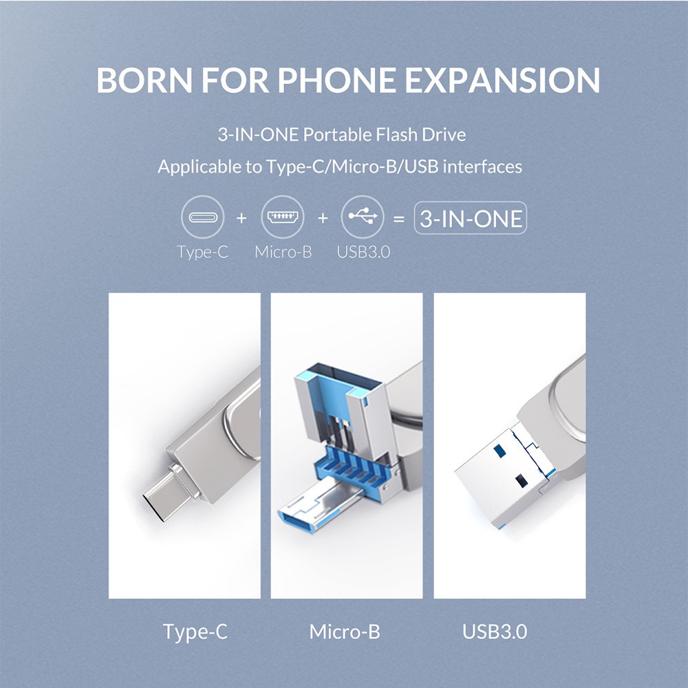ORICO Đĩa U ba trong một Type-C MicroB USB3.0 32G 64GB | BigBuy360 - bigbuy360.vn