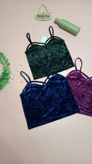 Áo nhung 2 dây croptop F21 vnxk