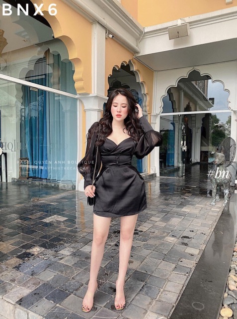 Váy tay bồng ôm body siêu ôm vòng 1 siêu tôn dáng