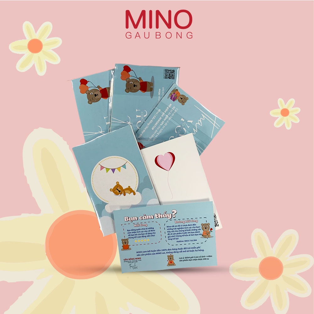 Thiệp Chúc Mừng, Sinh Nhật, Noel, Cảm Ơn Gấu Bông MINO STORE