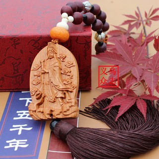 Khánh treo xe ô tô gỗ chạm khắc Bồ tát quan âm bình an và may mắn K06