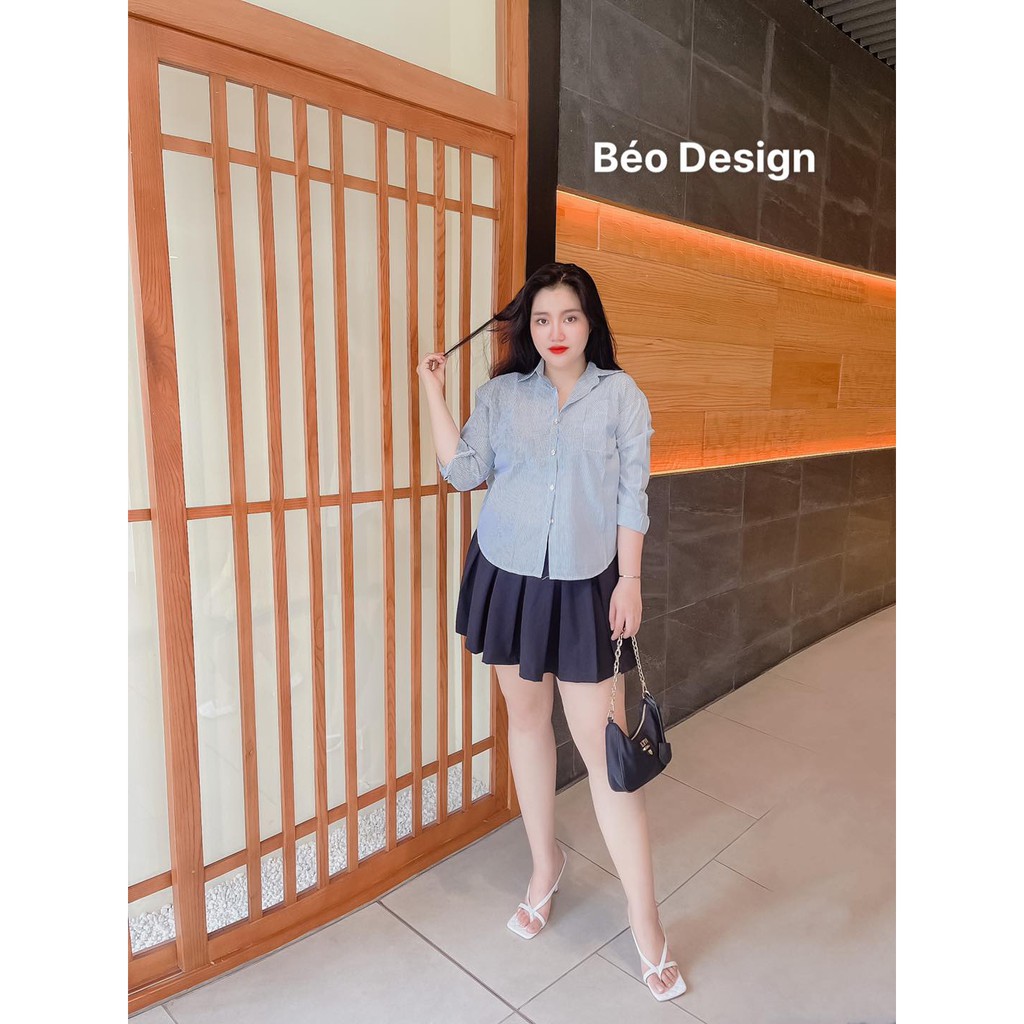 Áo sơ mi kẻ dọc Bigsize