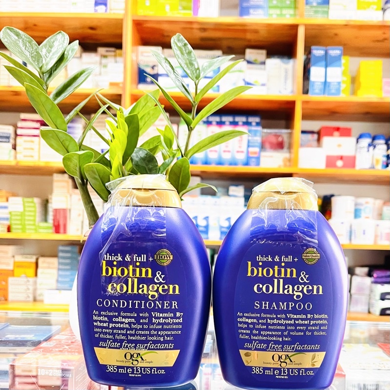 Biotin tím- Dầu gội và dầu xả chống rụng tóc Biotin Collagen tím chai 385ml, giúp tóc giảm gãy rụng và mềm mượt