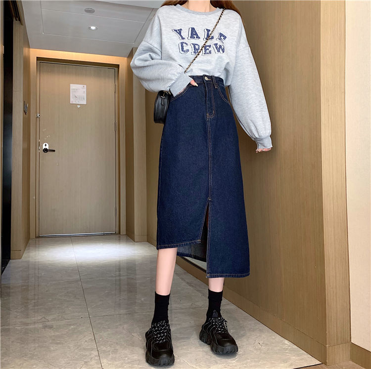 Chân váy denim lưng cao phong cách Hàn Quốc 2021 trẻ trung xinh xắn | BigBuy360 - bigbuy360.vn