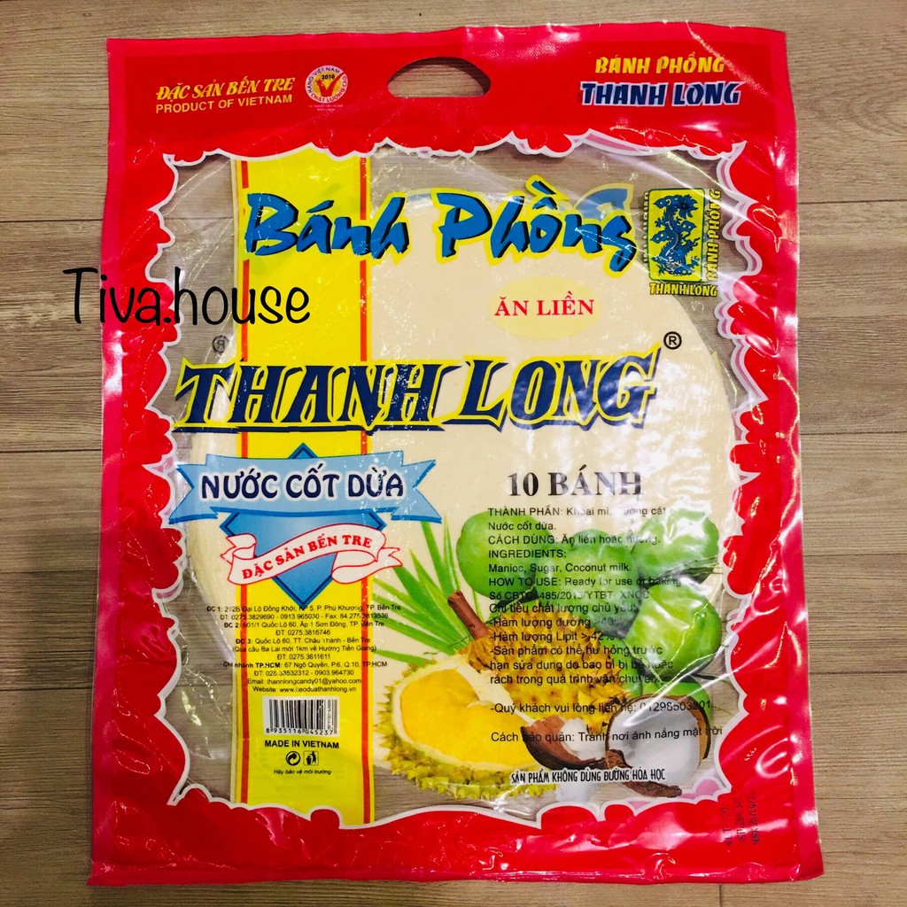 Bánh phồng sữa nước cốt dừa Thanh Long vàng loại bánh tráng sữa đặc sản Bến Tre