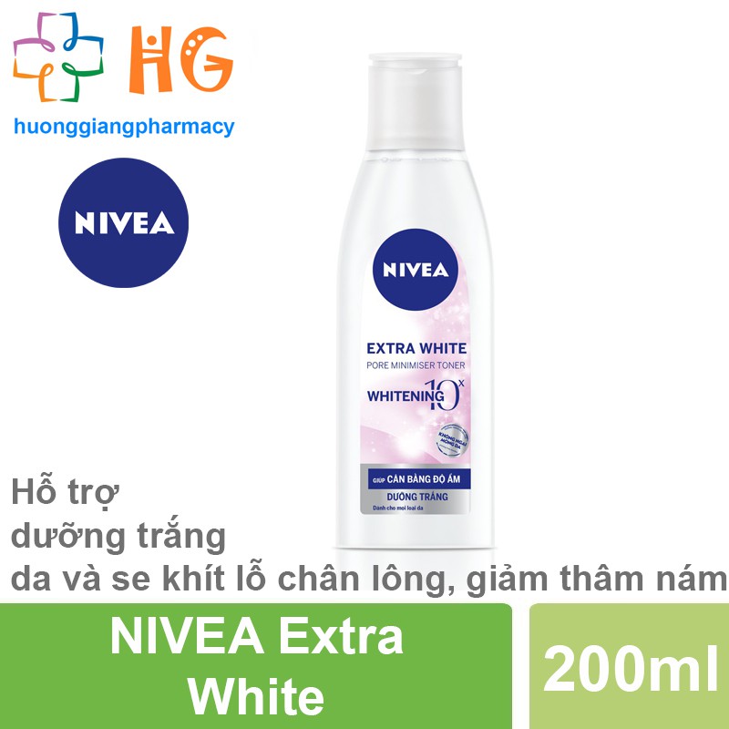 Nước hoa hồng NIVEA Extra White dưỡng trắng da và se khít lỗ chân lông (Chai 200ml)