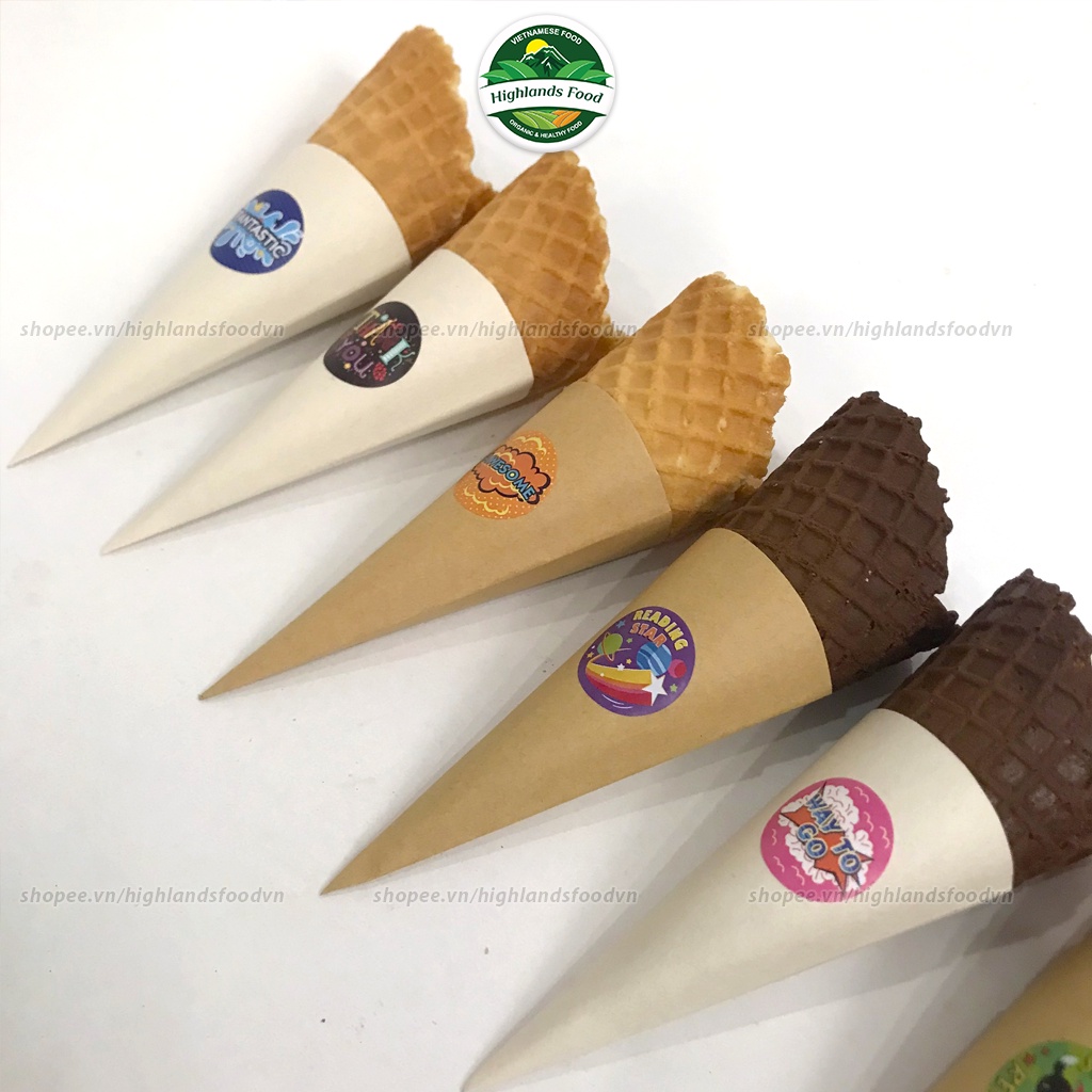 Đế Giấy Quấn Vỏ Kem Ốc Quế - 50 Cái Hình Ngẫu Nhiên - KT: 4.5x8cm - 5.5x11cm