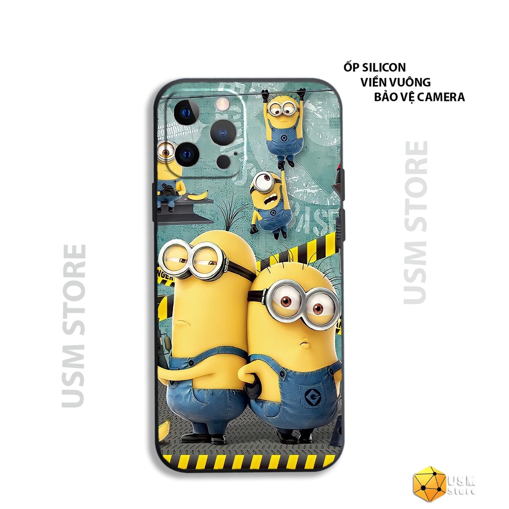 Ốp lưng iphone 11/11Pro/11Promax/12/12mini/12Pro/12Promax/13/13Mini/13Pro/13Promax viền vuông bảo vệ camera,hình Minions