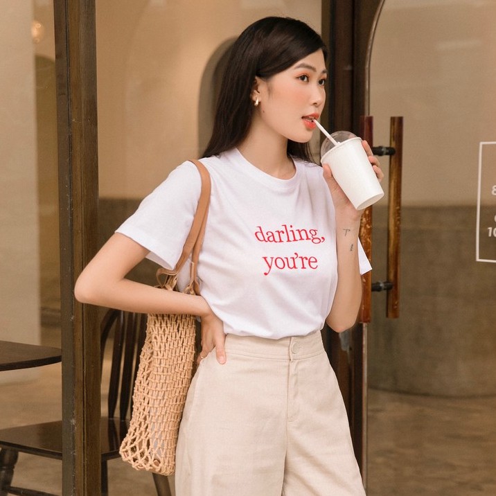 Áo thun thêu &quot;Darling&quot; MIEU - HM02