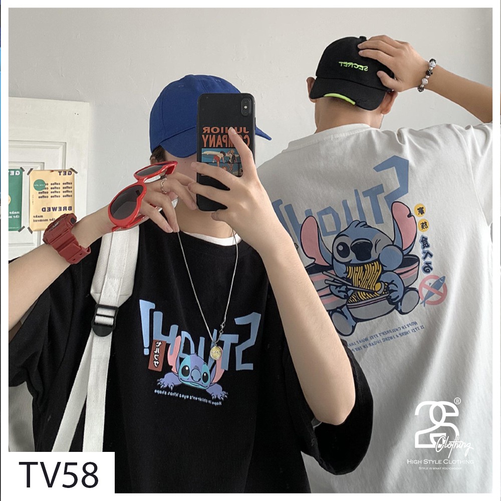 Áo Phông Cộc Tay Nữ Unisex Giấu Quần 2S Clothing Áo Thun Nam Form Rộng Tay Lỡ Streetwear Basic Cotton In Hình Stich TV58