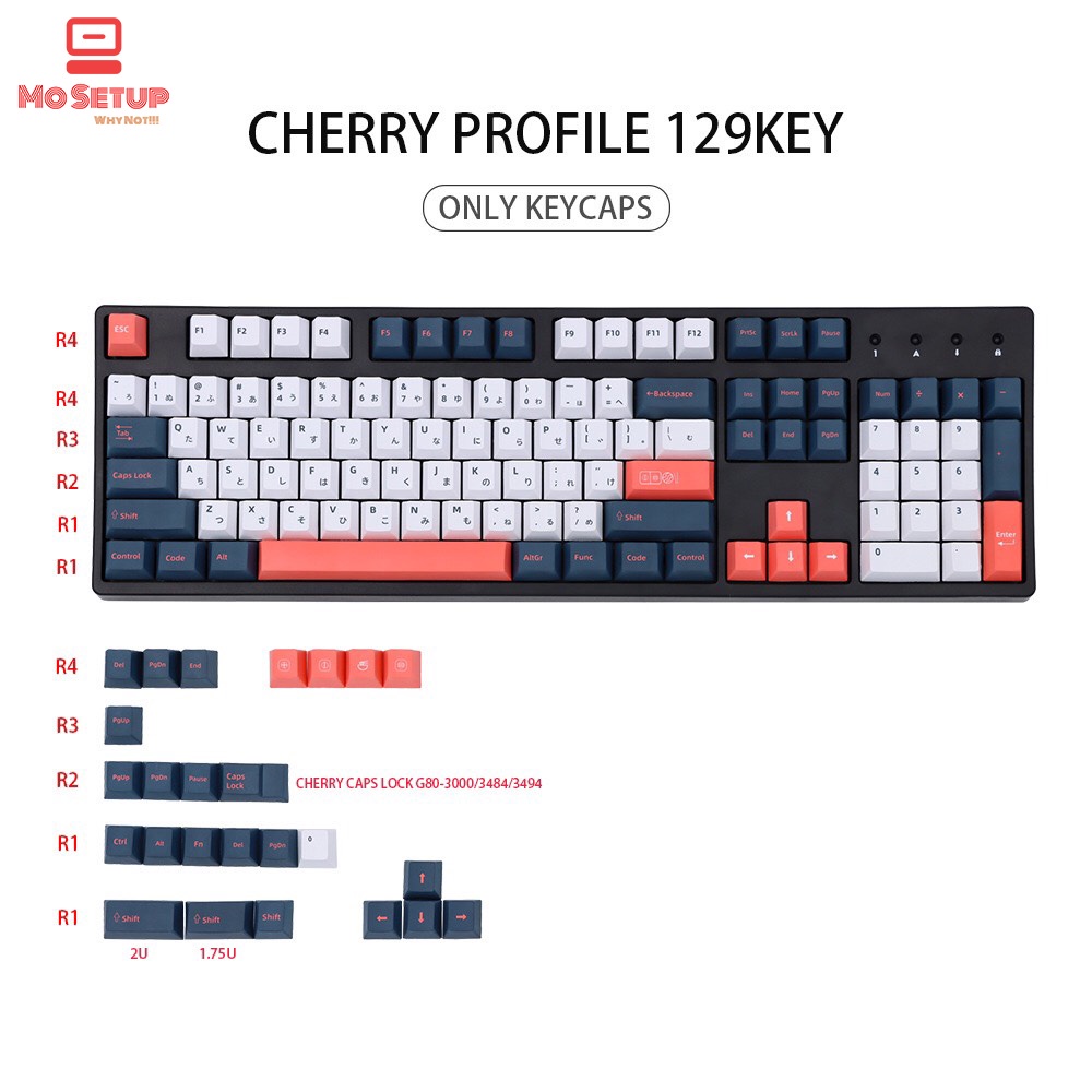 Keycap PBT Bento Dye-Sup Profile Cherry - Phù hợp tất cả các Layout 61,68,84,98,TKL,Fullsize
