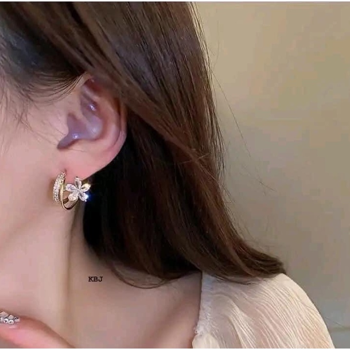 Bông Tai Nữ- Khuyên Tai Bạc Kiểu Dáng Hoa Mai Sang Trọng Xi Vàng Bền Đẹp