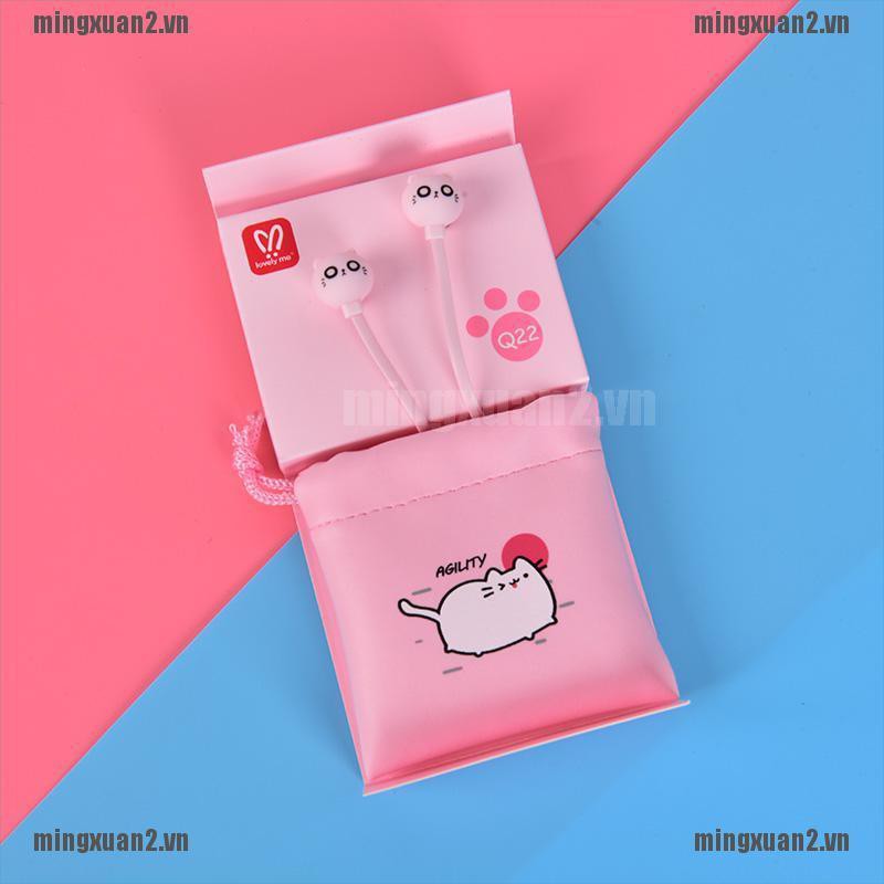 MINXT Cute Cat Wired Earphone Stereo Earbuds Kid Gift Phone Headset with Earphone Case VN