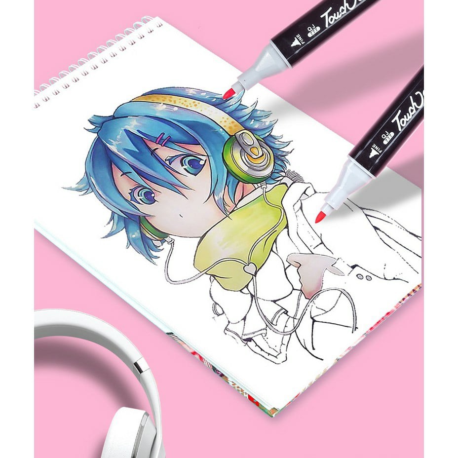 Bút vẽ, bút màu Marker TouchCool Túi Vải Bộ 48 cây màu, vẽ anime,chân dung,phong cảnh