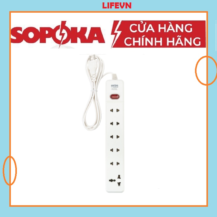 Ổ CẮM ĐIỆN LIỀN DÂY 6M1 CHỊU TẢI 1200W SOPOKA Ổ ĐIỆN 6 Ổ CẮM VÀ 2.5m DÂY ĐIỆN Công tắc an toàn  | SO