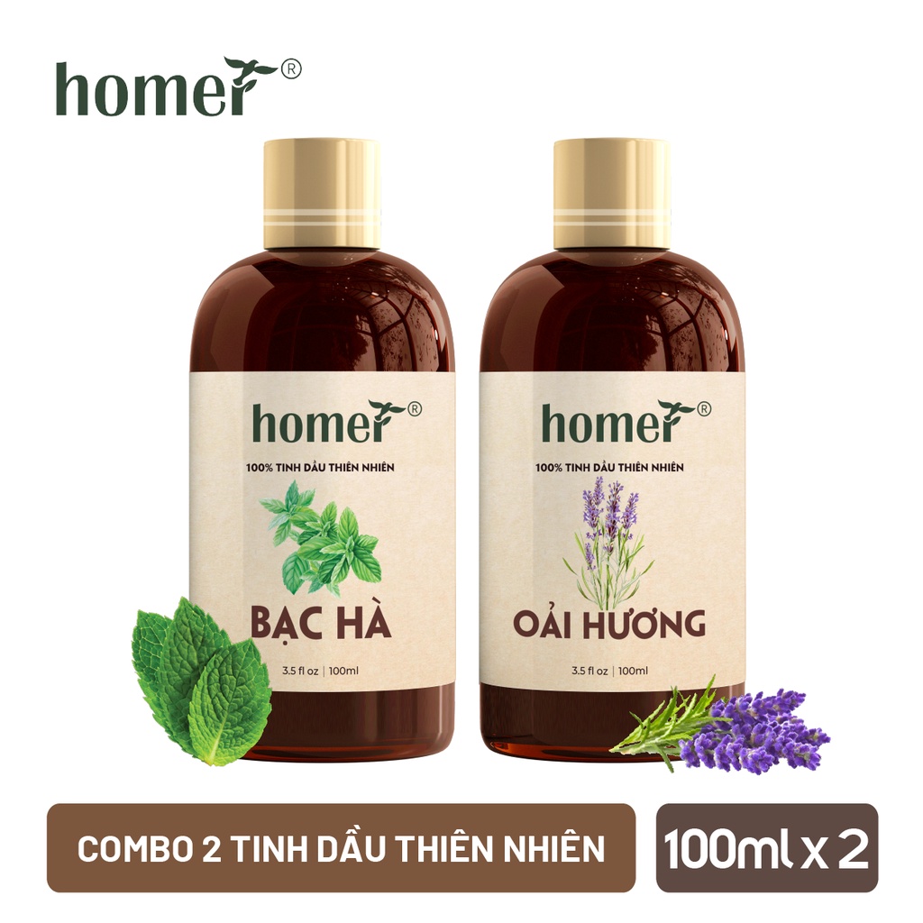 Combo 2 tinh dầu Bạc Hà + Oải Hương Homer 20ml/chai