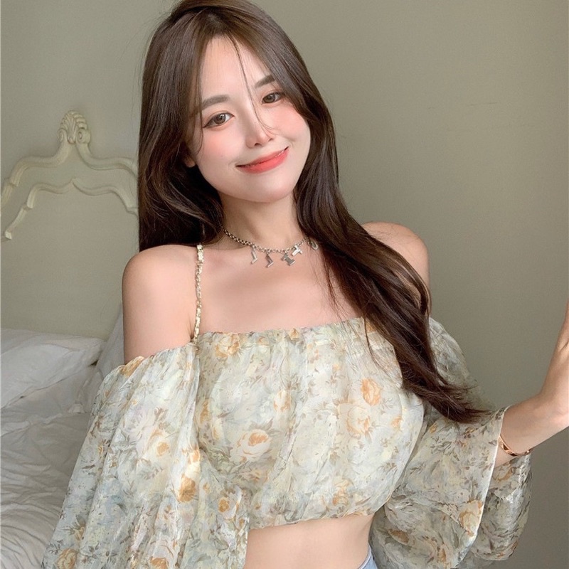 Áo hoa trễ vai tay bồng dáng croptop tiểu thư cực xinh AH03 | WebRaoVat - webraovat.net.vn