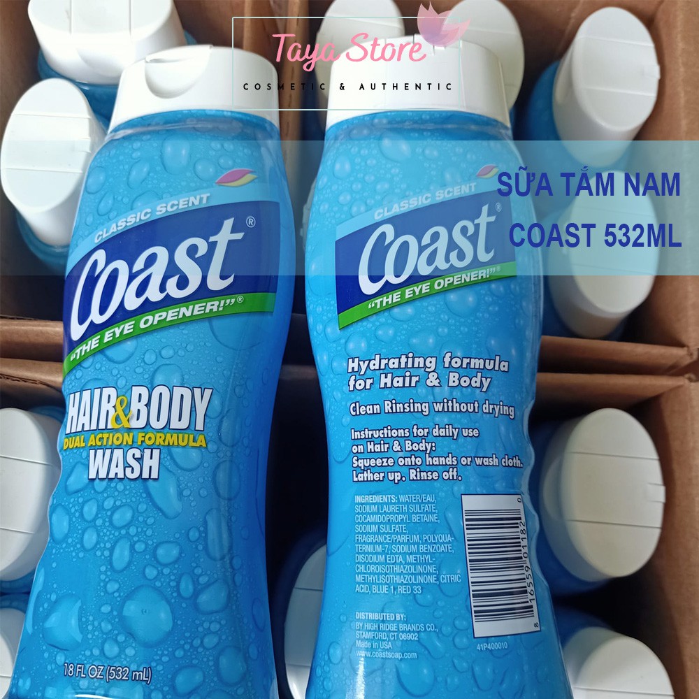 Sữa tắm nam Coast Hair and Body wash 532ml USA 2in1 tắm và gội (mẫu mới)