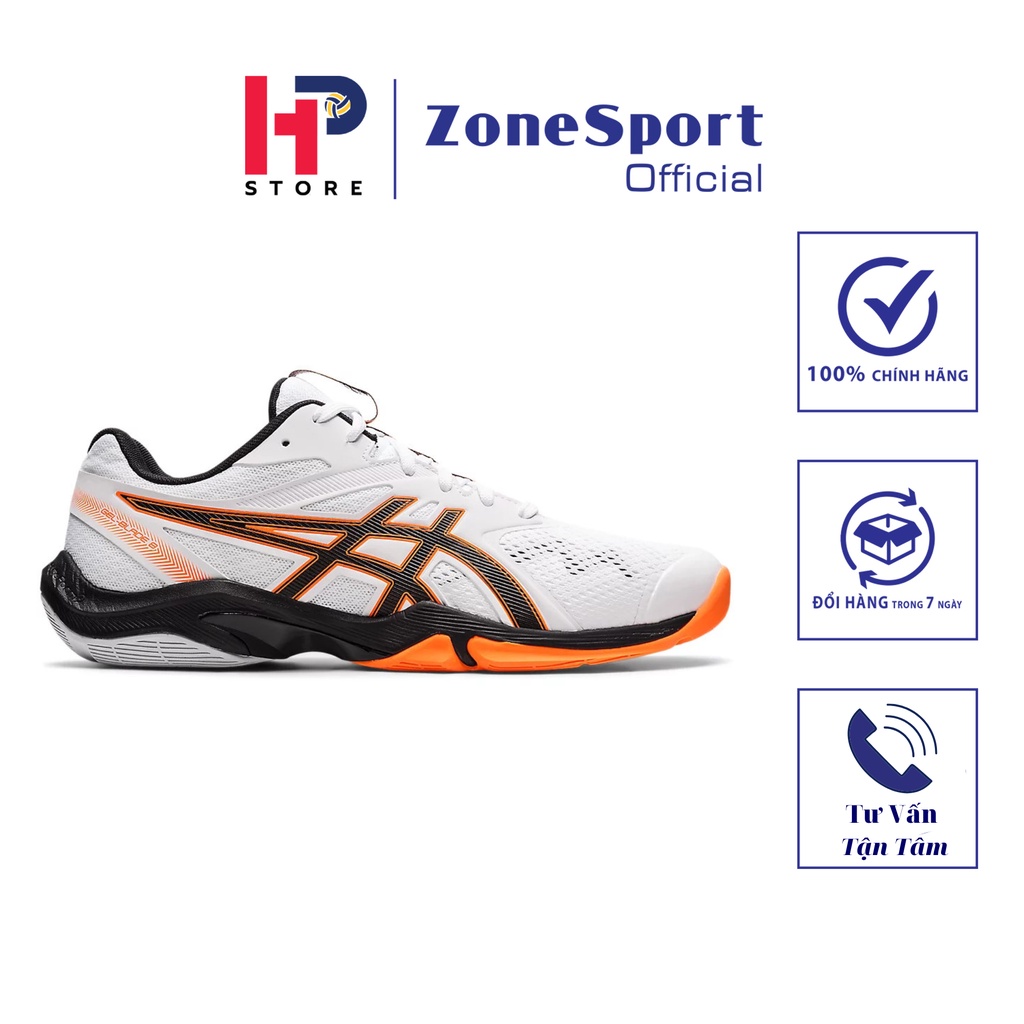 Giày Asics GeL Blade 8 Trắng- Giày Bóng Chuyền, Cầu Lông cổ thấp đệm gel tăng đàn hồi, bật nhảy êm, thoáng khí, bền