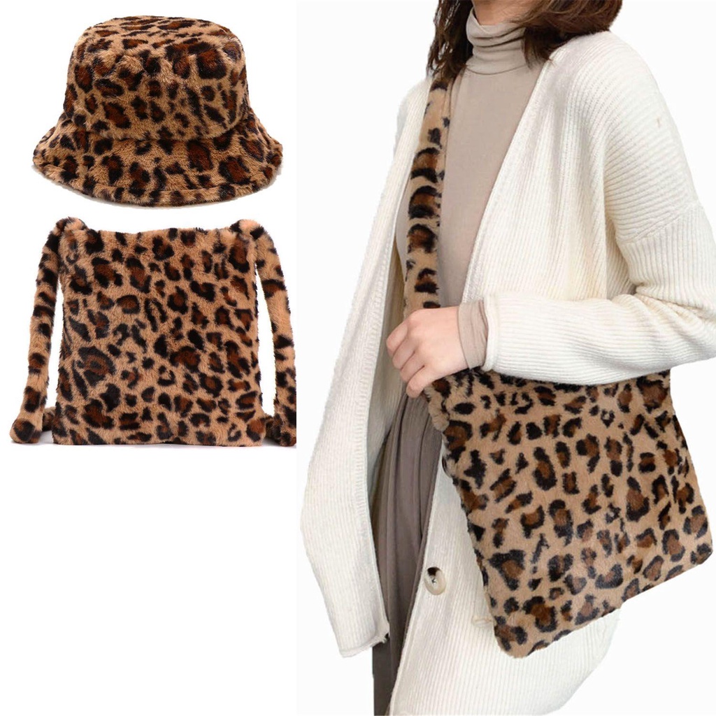 UUMIR Túi Đeo Chéo Phủ Lông Họa Tiết Da Báo Thời Trang Sang Trọng Cho Nữ