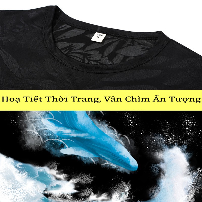 Áo Short Sleeve in 3D thoáng mát hoạ tiết cá voi xanh - HE06